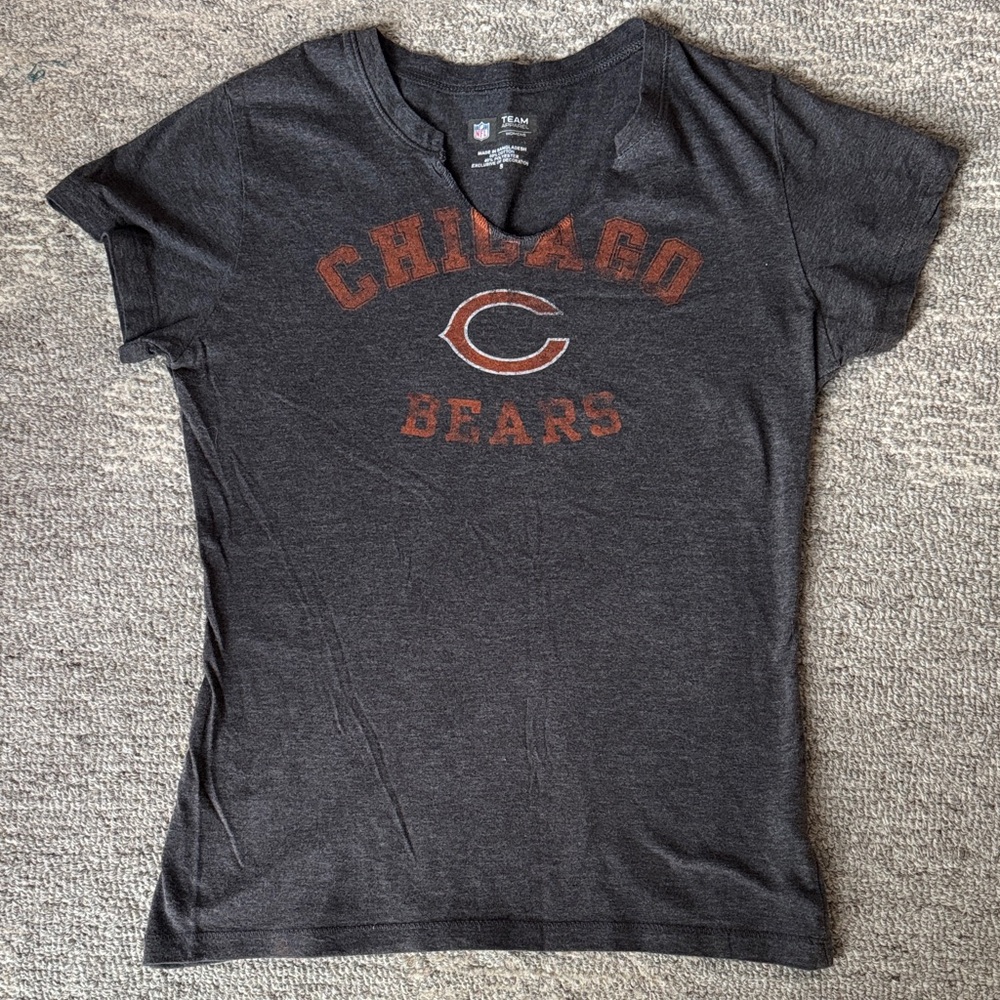 NFL Chicago Bears Charcoal Gray Short Sleeve Tee with Orange Logo